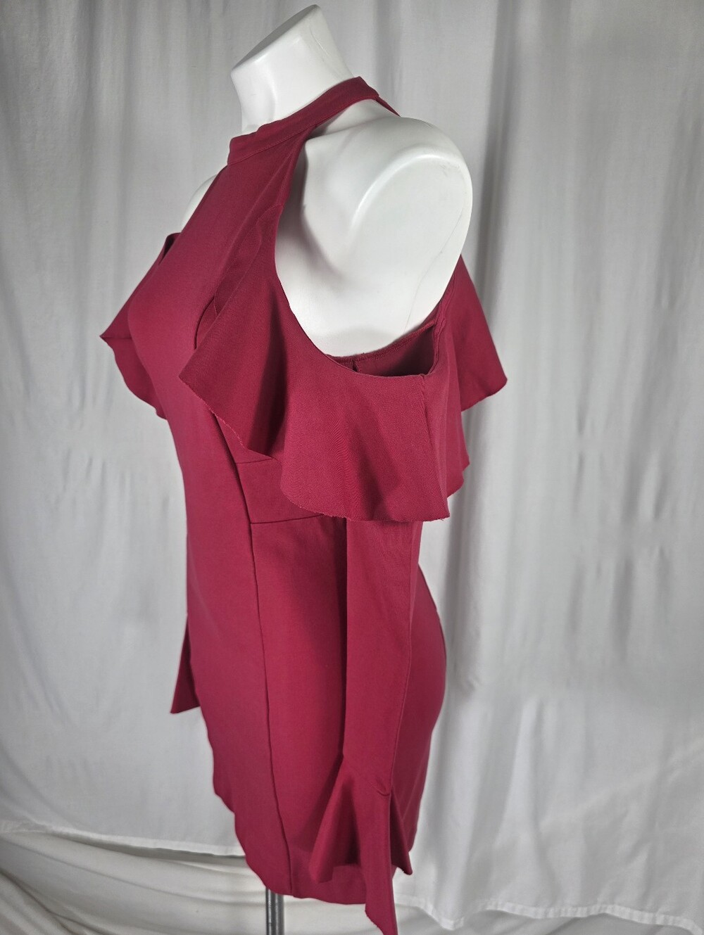 Free People Red Cold Shoulder Bodycon Mini Dress Sz. S Sexy Date Night Festival - Picture 4 of 14
